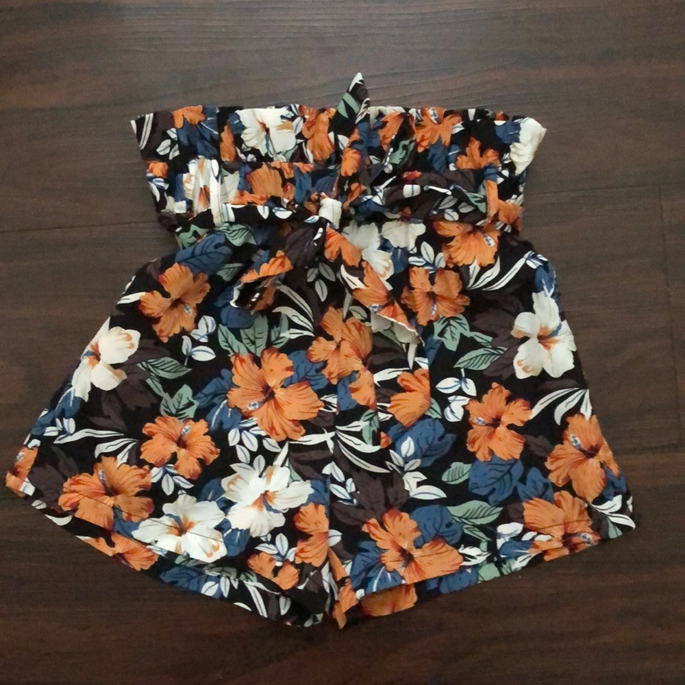 Floral Paperbag Waist Shorts